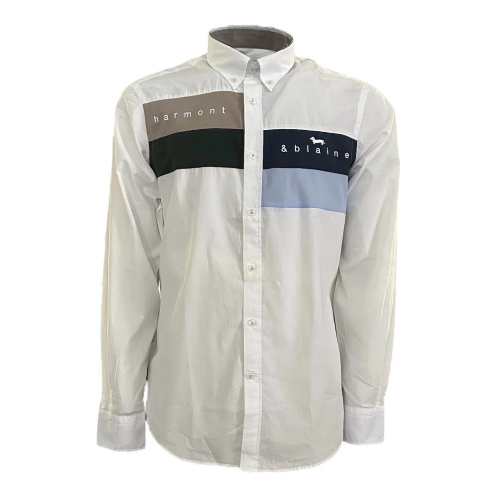 Harmont & Blaine Wit herenshirt met multicolor logo aan de voorkant XXL White Heren