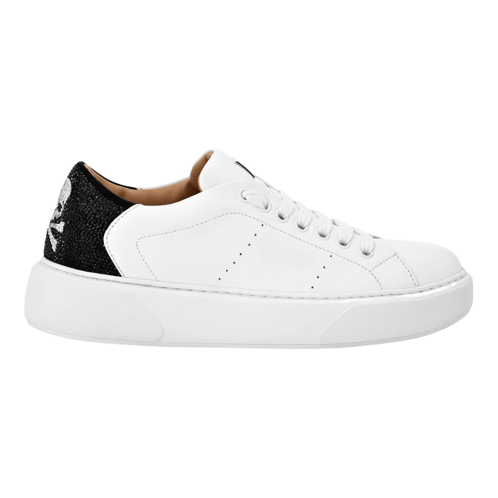 Philipp Plein Leather Lo-Top Sneakers Skull Dames Schoenen Wit