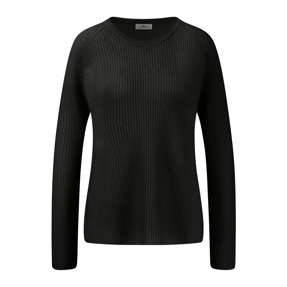 FYNCH-HATTON Kasjmier Rib Crewneck Trui Black Dames