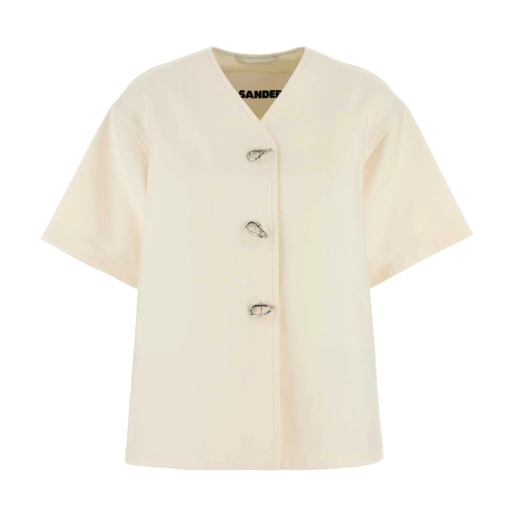 Jil Sander Elegant Ivory Cotton Jacket Beige Dames