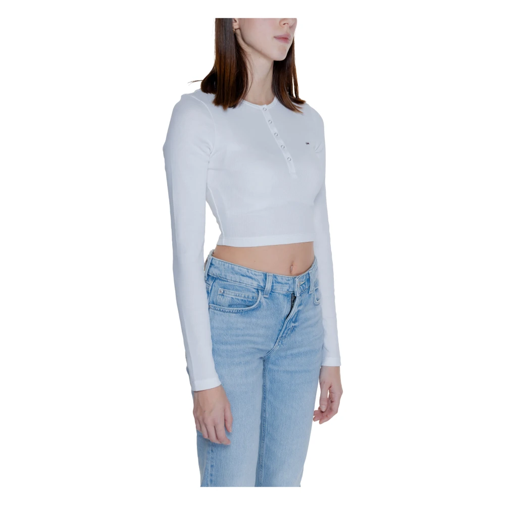 Tommy Jeans Henley Dames T-shirt Katoenmix White Dames