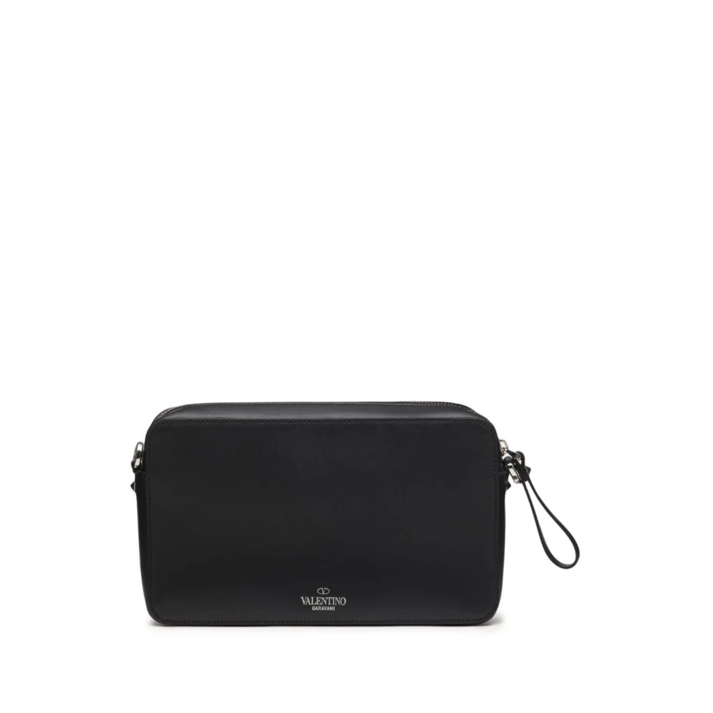 Valentino Garavani Logo Print Schoudertas Zilver Hardware Black Heren