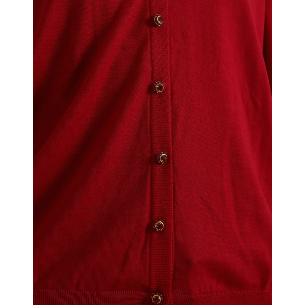 Dolce & Gabbana Rode Wollen V-hals Trui Elegante Stijl Red Dames