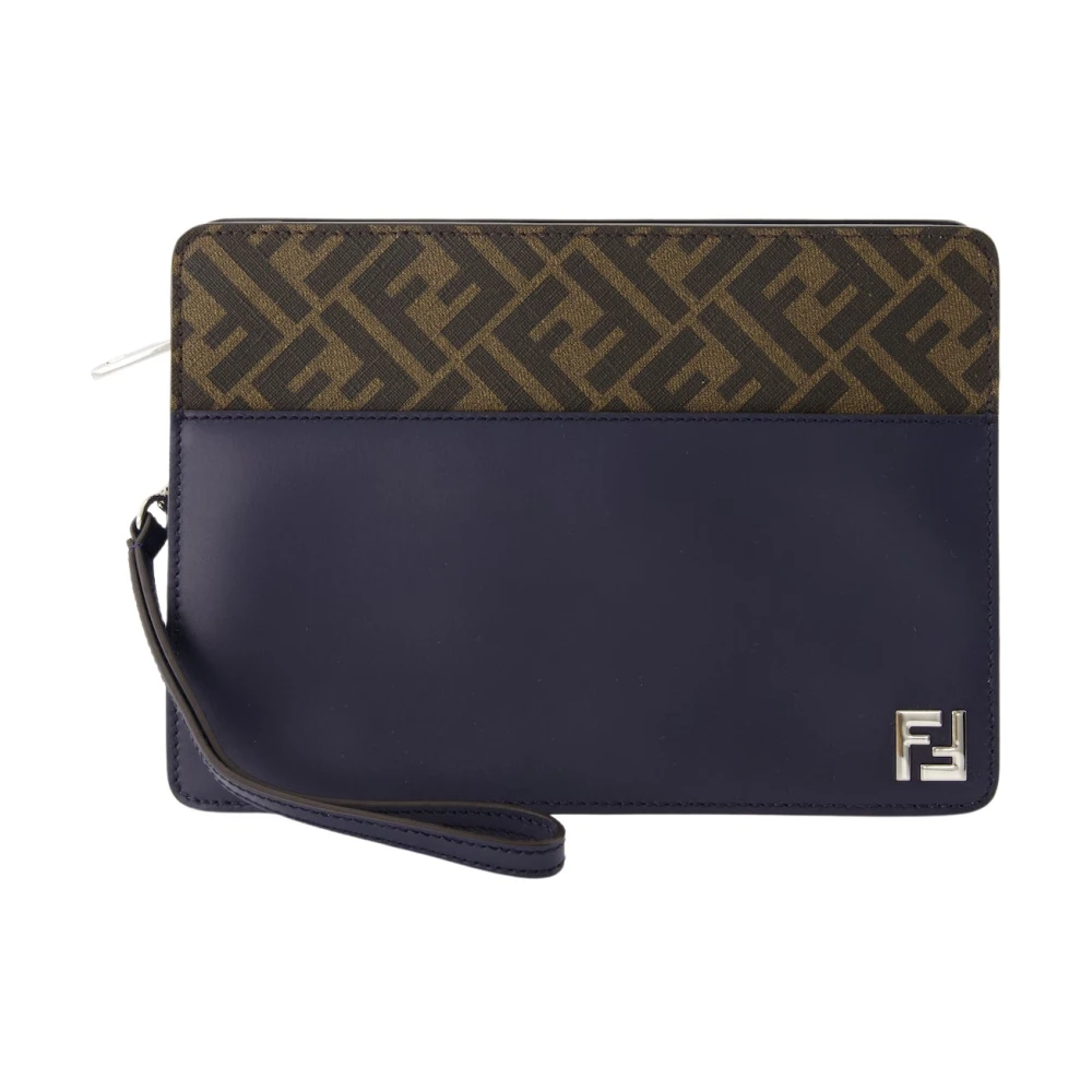 Fendi Vierkante FF Clutch met Afneembare Band Blue Heren