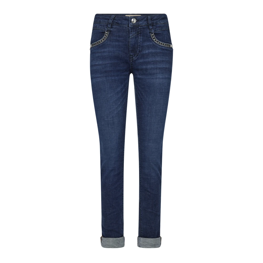 MOS MOSH Donkerblauwe Tapered Jeans met Rock 'n' Roll Vibes Blue Dames