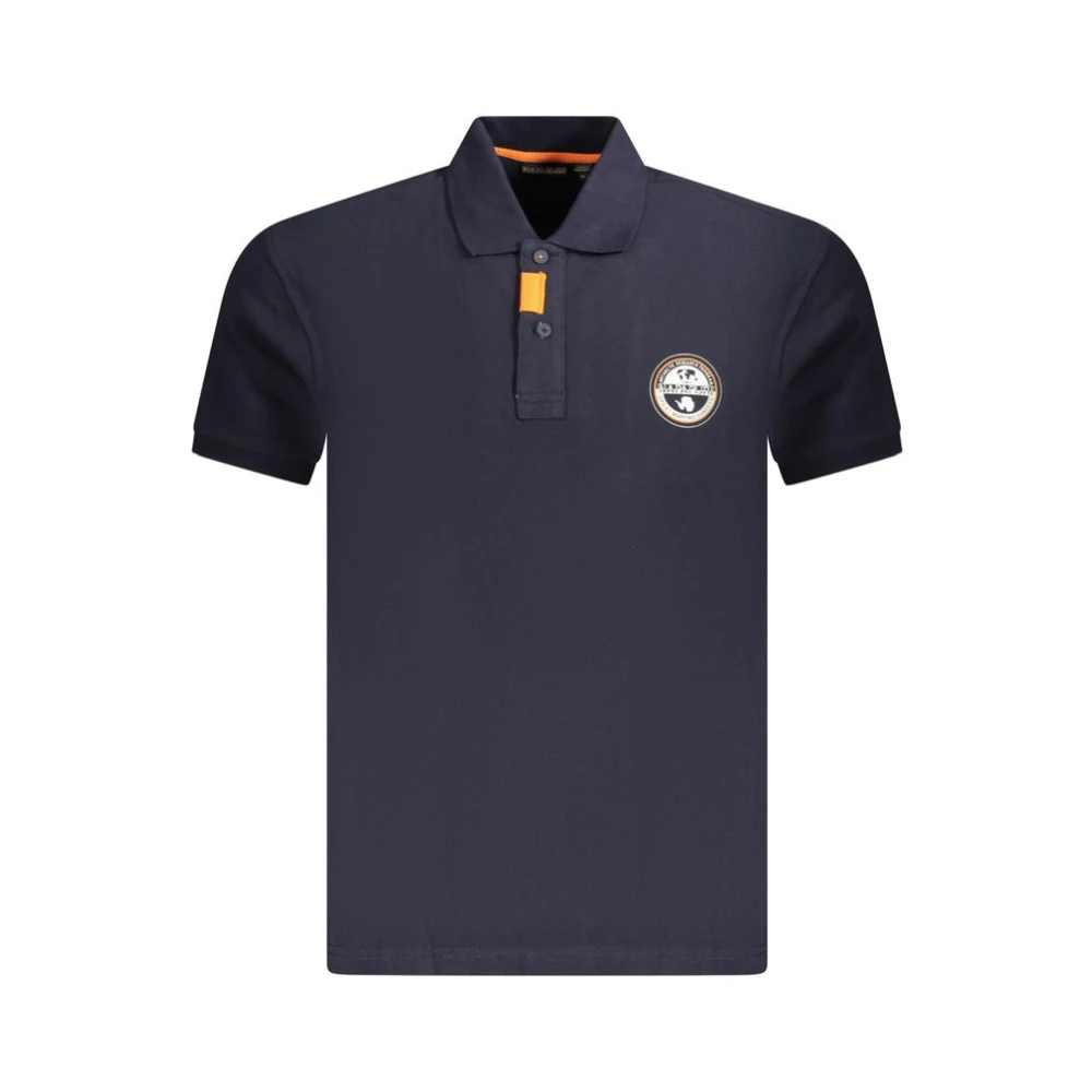 Napapijri Men's Blue Polo Shirts, S, Contrast Polo Shirt With Bold Print