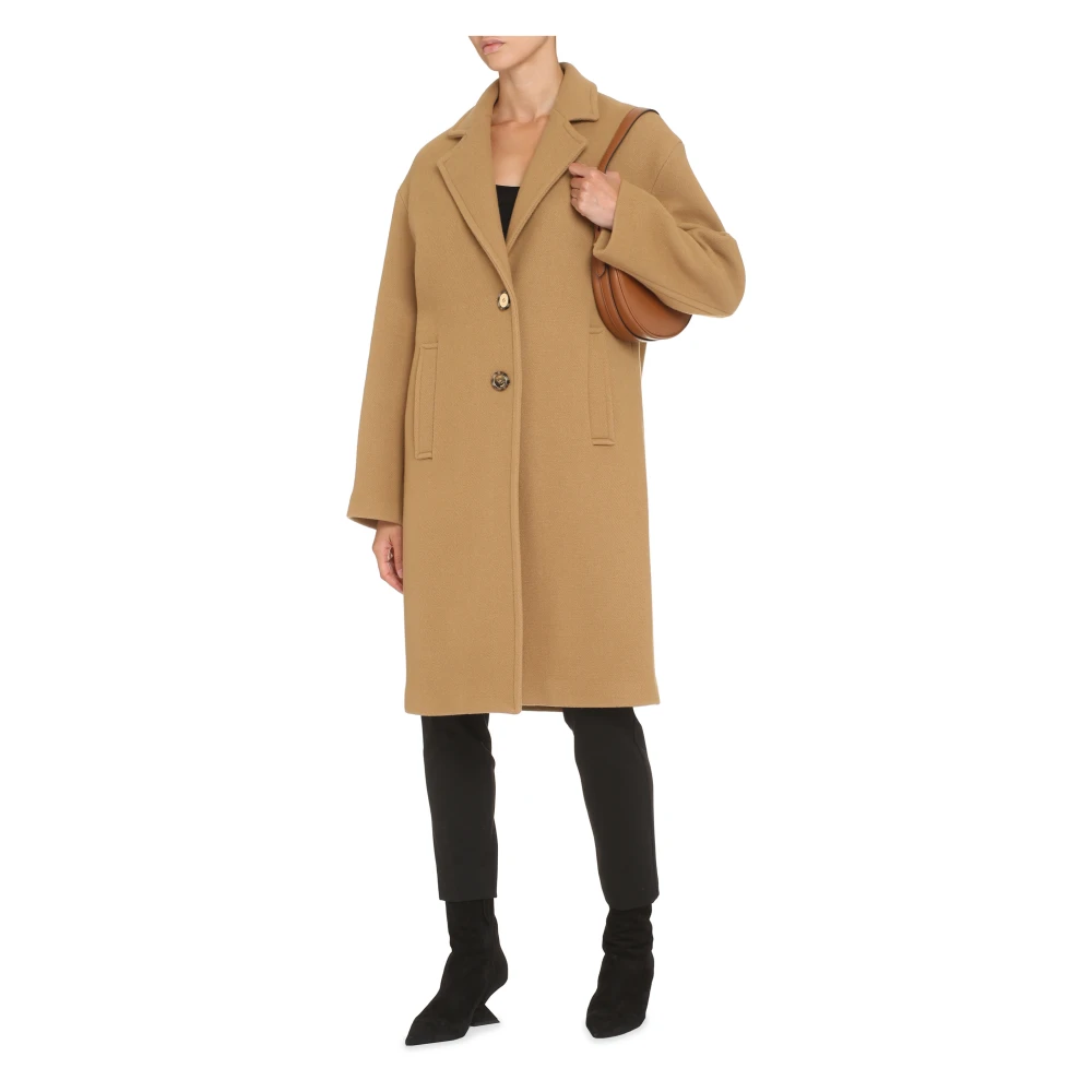 pinko Wollen Jas met Reverskraag Brown Dames