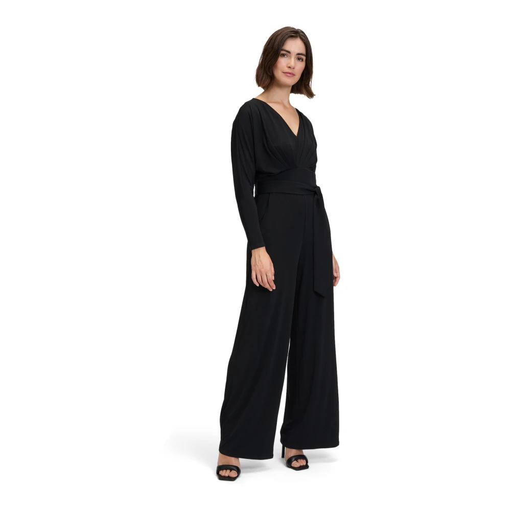 Vera Mont Jumpsuit met ceintuur en V-hals Black Dames