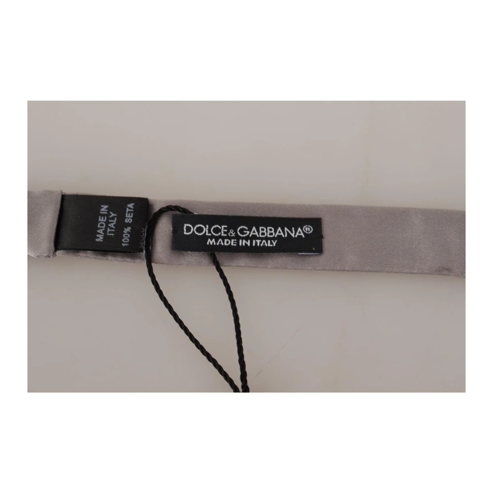 Dolce & Gabbana Zilveren Zijden Verstelbare Hals Papillon Stropdas Gray Heren
