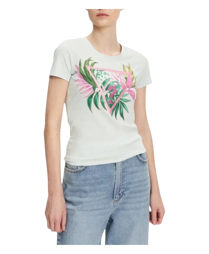 t-shirt-triangle-feuille-vert-col-rond