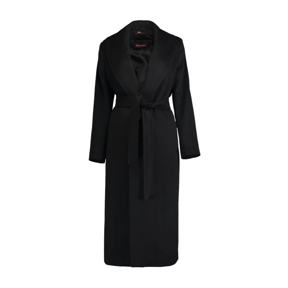 Max Mara Studio Pure Wool Coat Black Dames