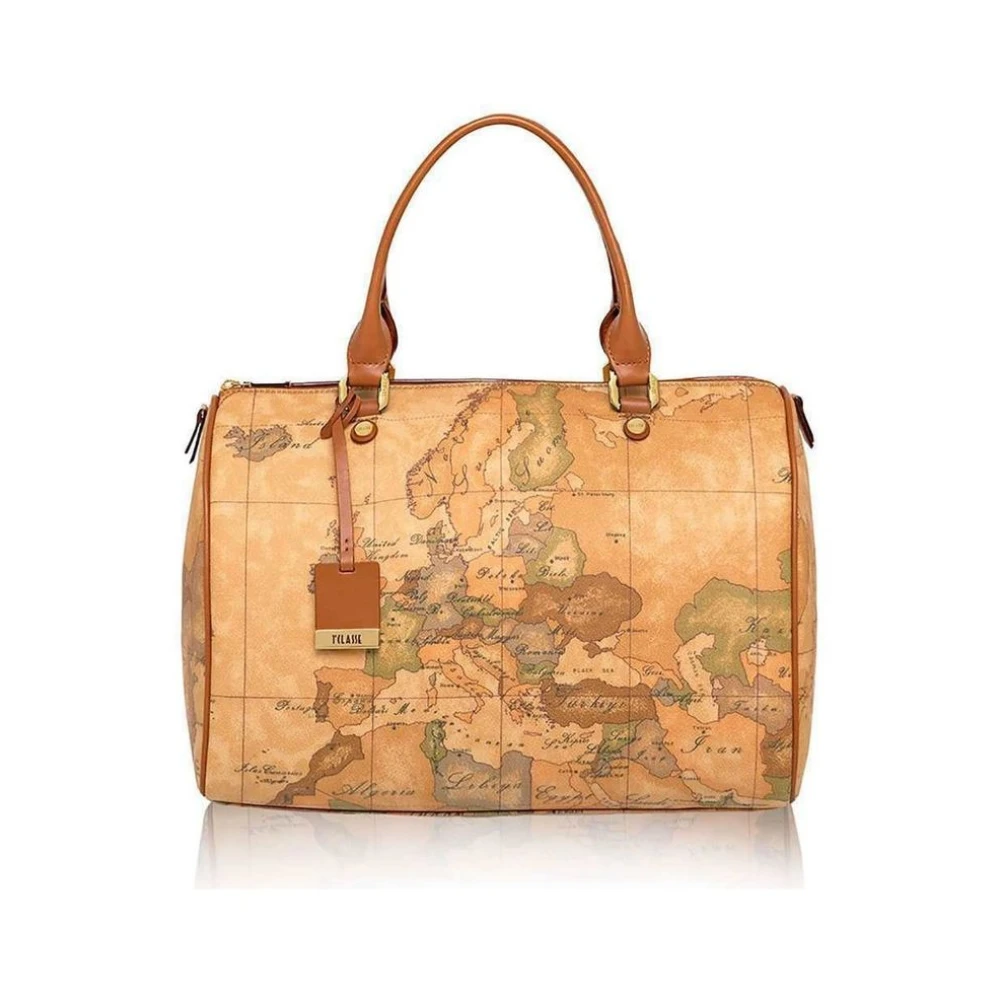 Alviero Martini 1a Classe Geo Clic Handtas met Logo Applicatie en Ritssluiting Brown Dames