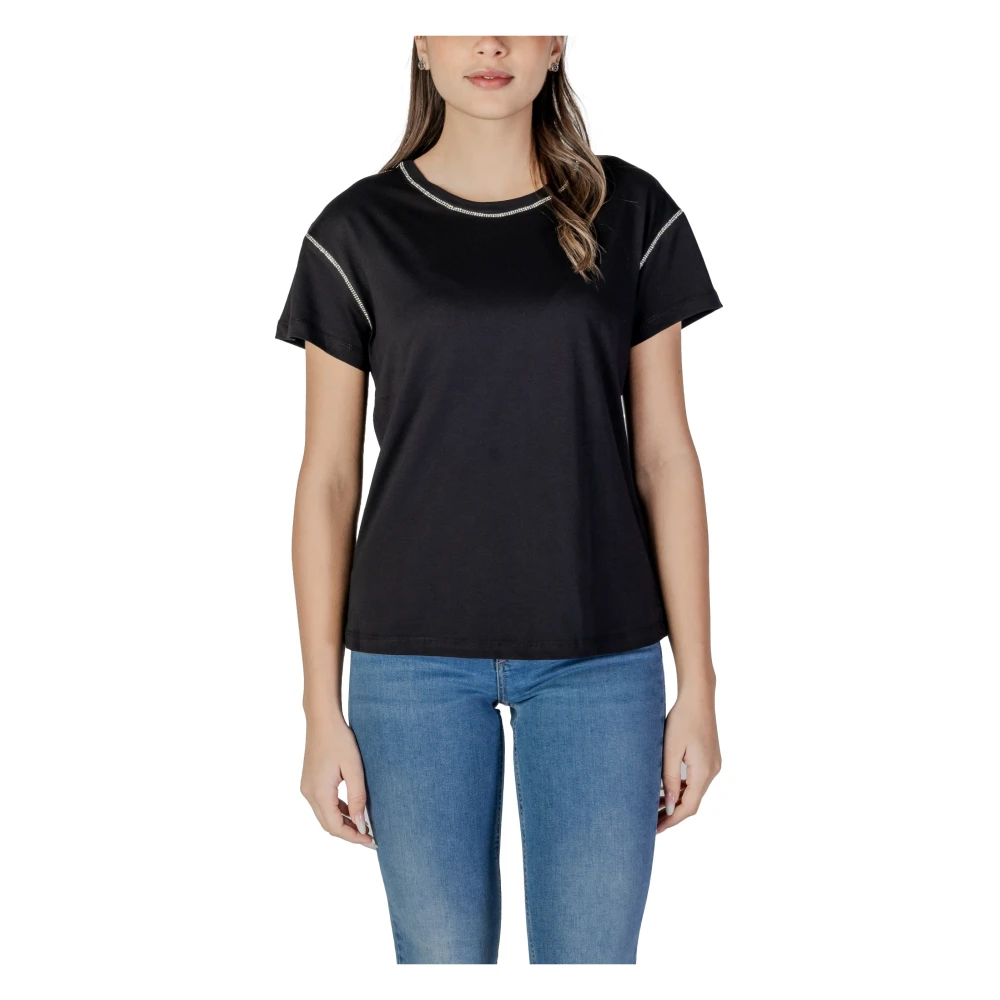Liu Jo Women's Black T-Shirts, 2XS, Short Sleeve Cotton T-Shirt