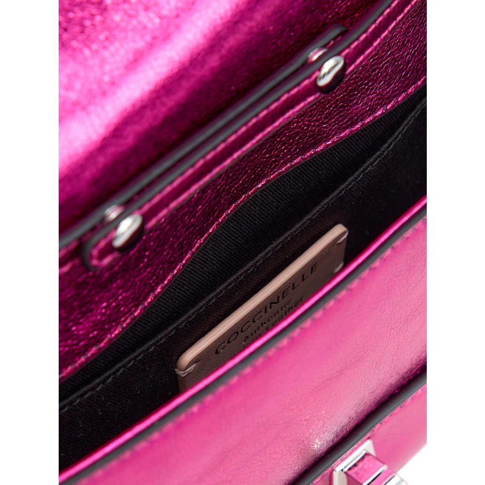 Coccinelle Leren Clutch met Afneembare Kettingriem Pink Dames