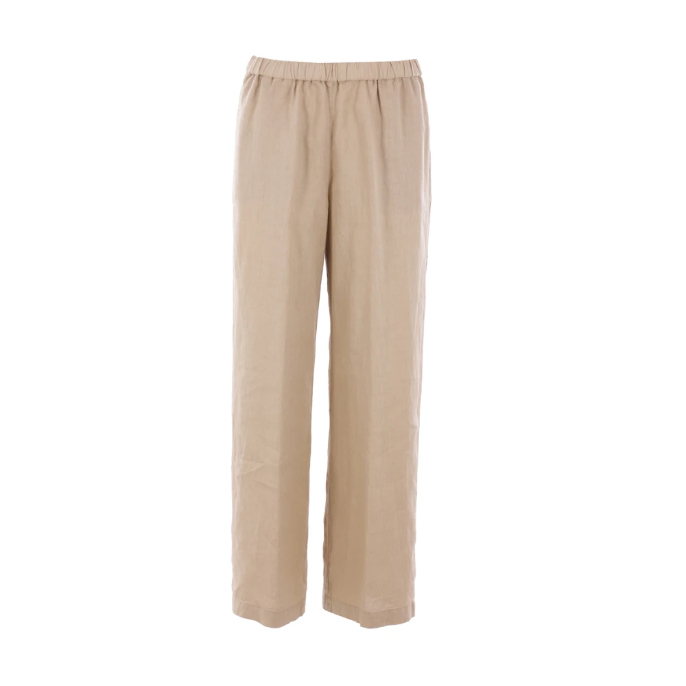 Aspesi Linnen Broek Sand Regular Fit Hem Beige Dames