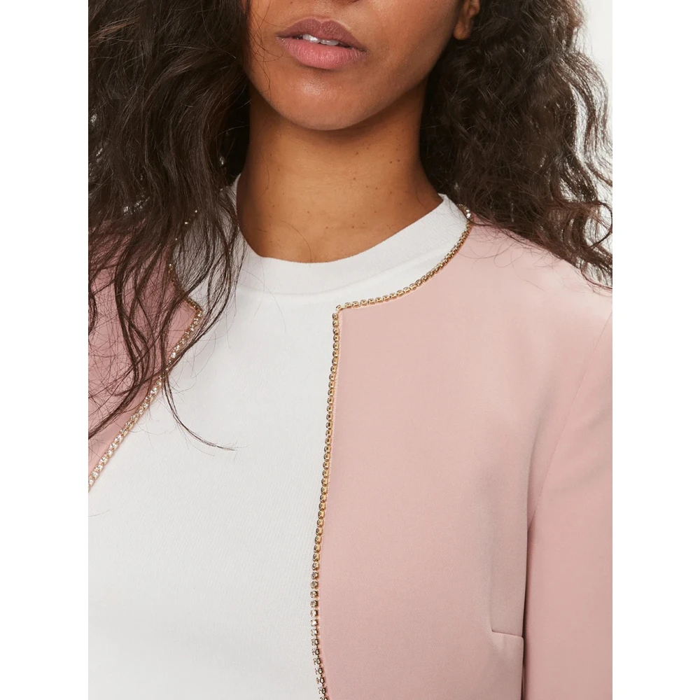 Liu Jo Roze Cropped Blazer met Zirkoon Details Pink Dames