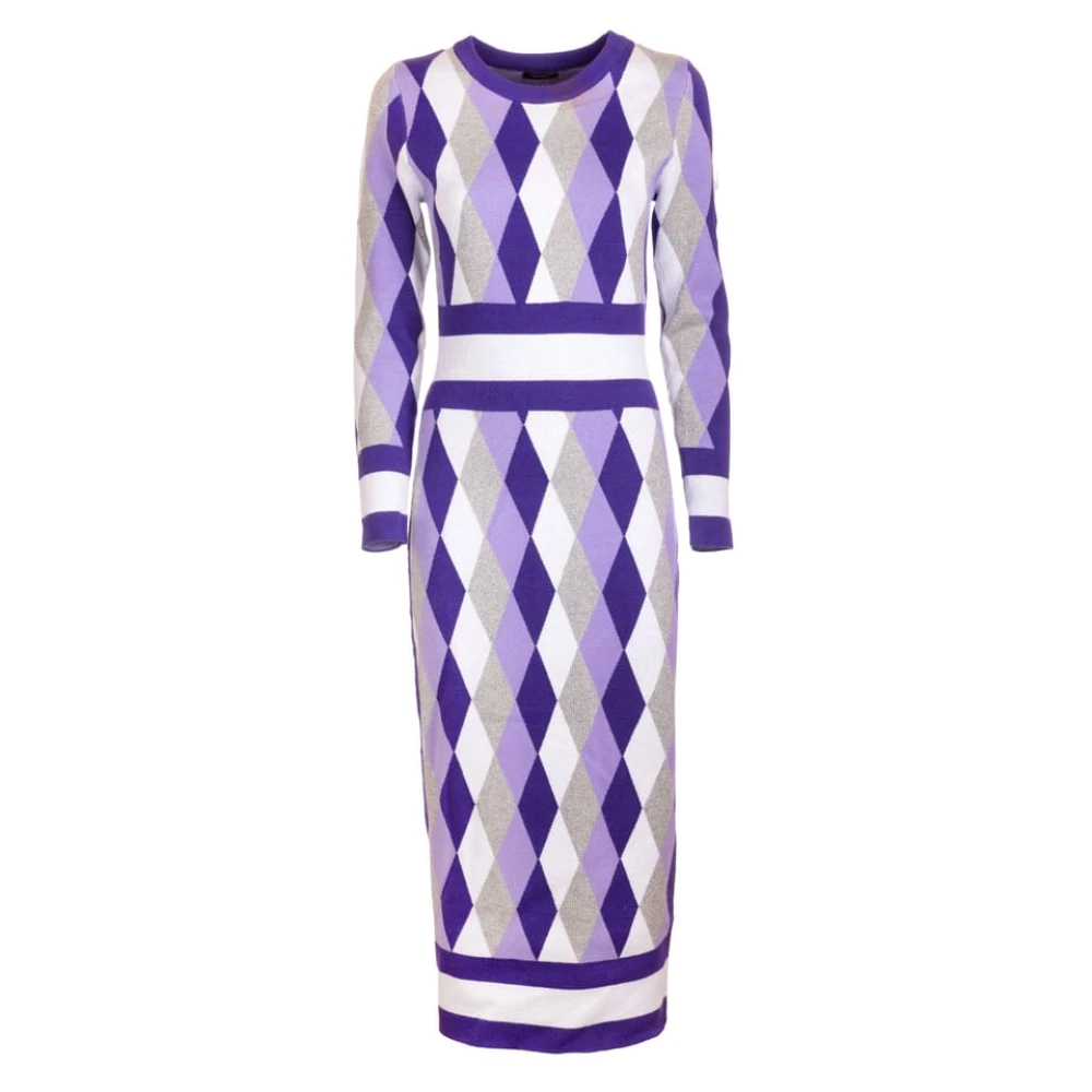 Fracomina gebreide slanke midi-jurk met ruitvormige jacquard Fs23Wd5010K503F8 Multicolor Dames