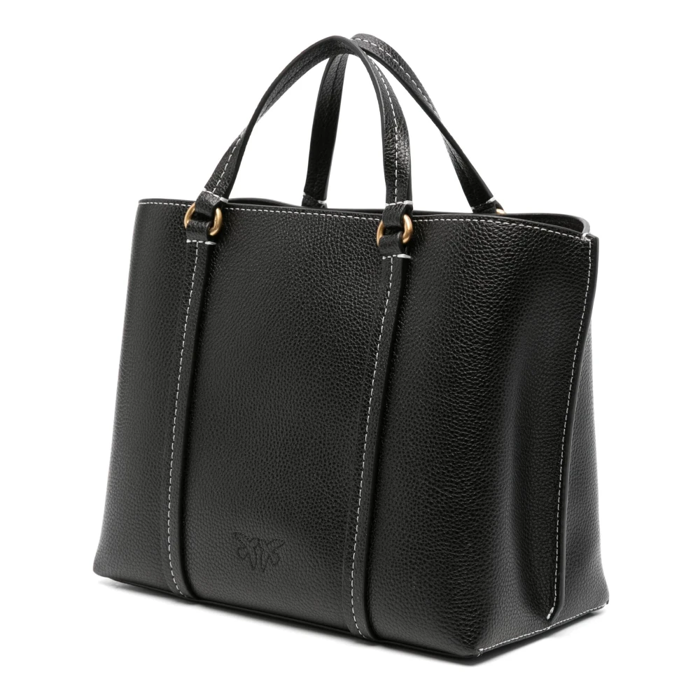 pinko Antiek Gouden Miranda Shopper Mini Tas Black Dames