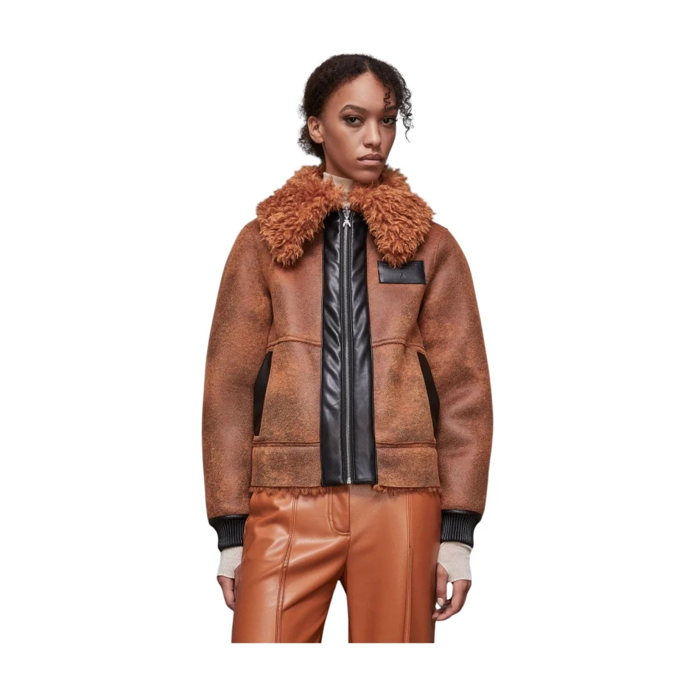 PATRIZIA PEPE Imitatiebont Korte Jas Rockstijl Brown Dames