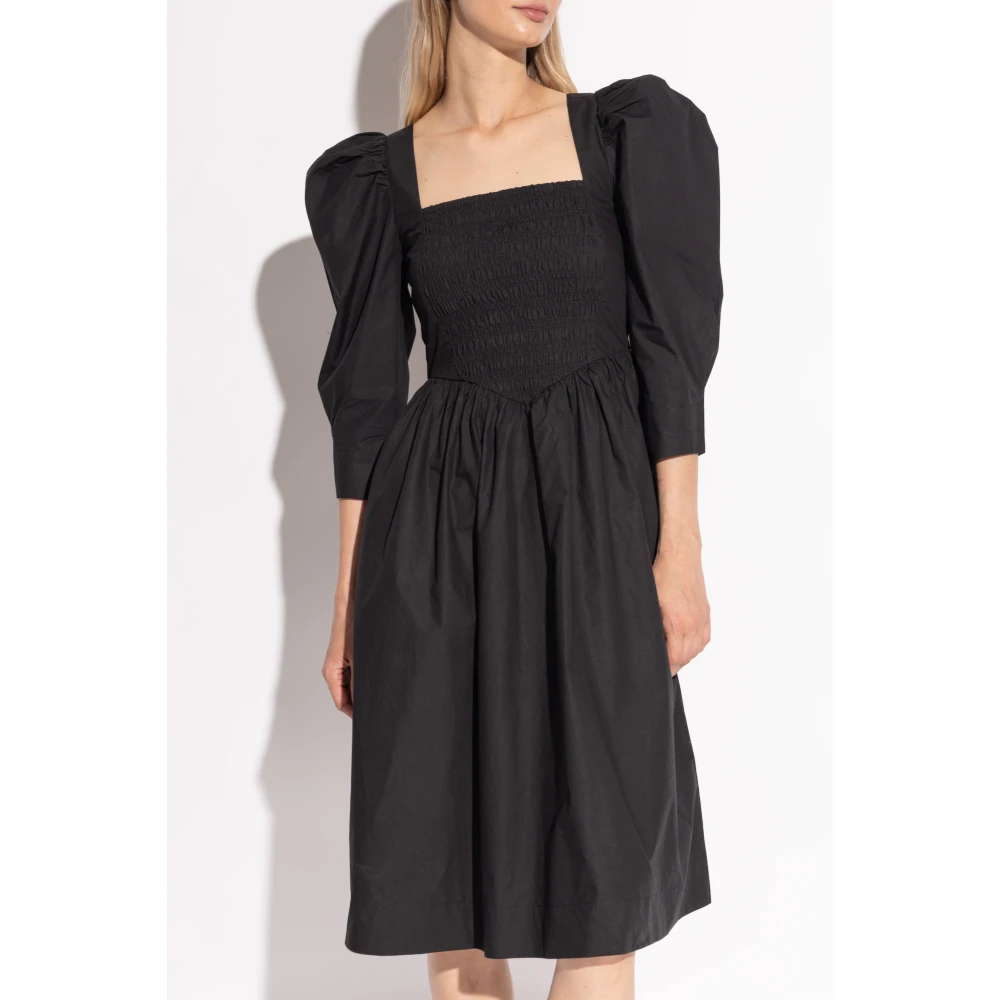 Ganni Jurk met ruches Black Dames