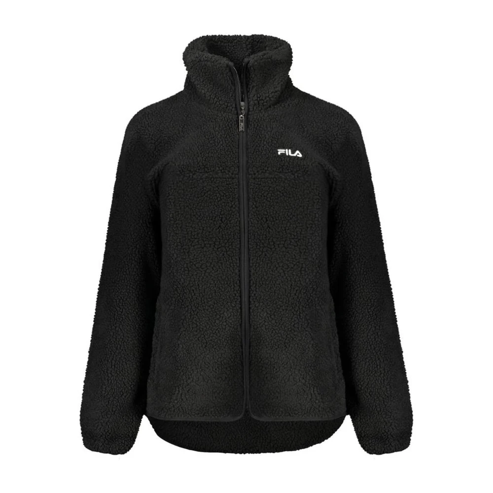 Fila Zwarte Geborduurd Logo Langemouw Jas Black Dames