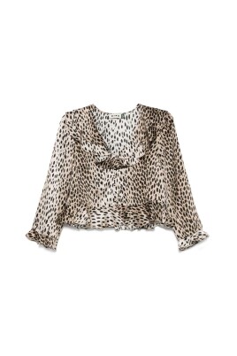 animalier-brown-ruffle-collar-blouse