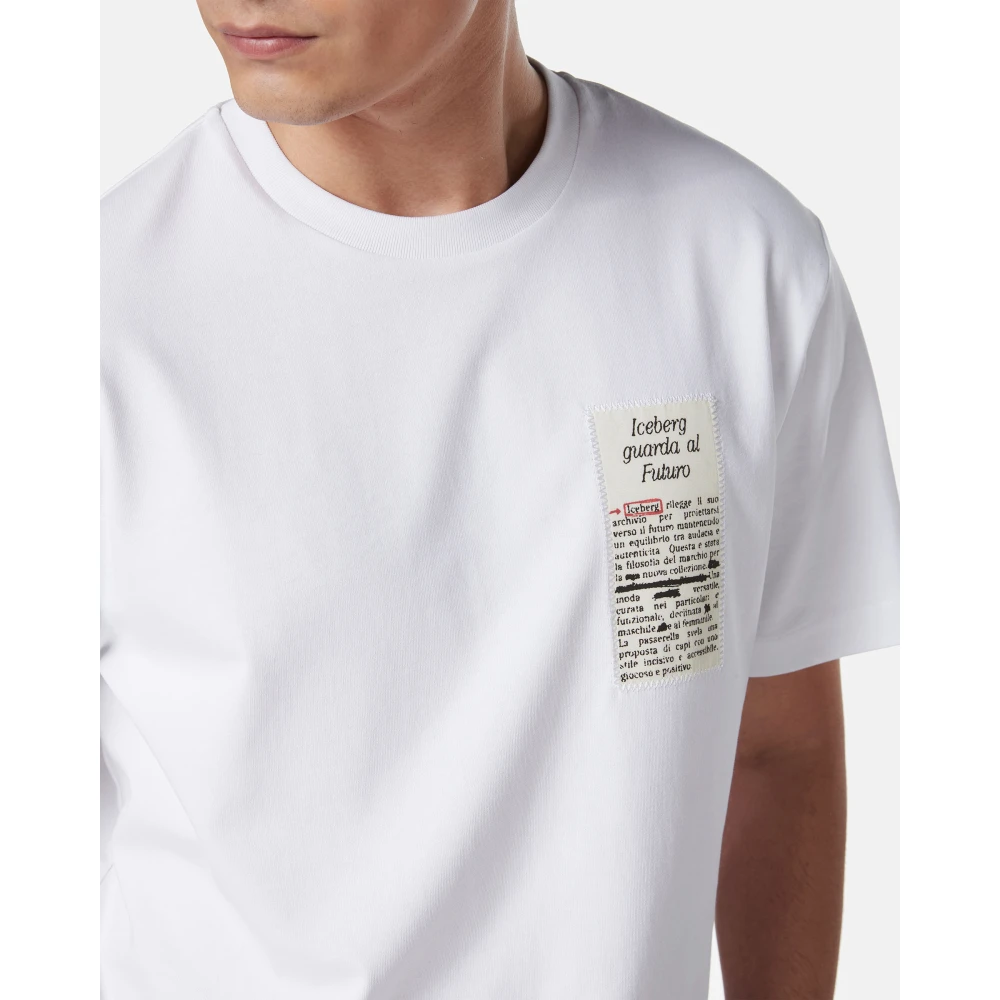 Iceberg Regular fit wit katoenen jersey t-shirt White Heren
