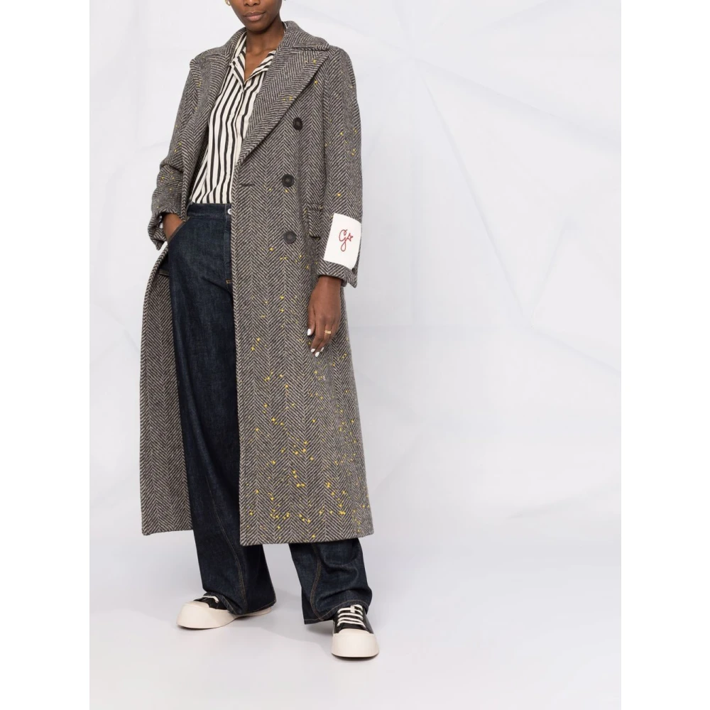 Golden Goose Antraciet Chevron Double Breasted Jas Gray Dames