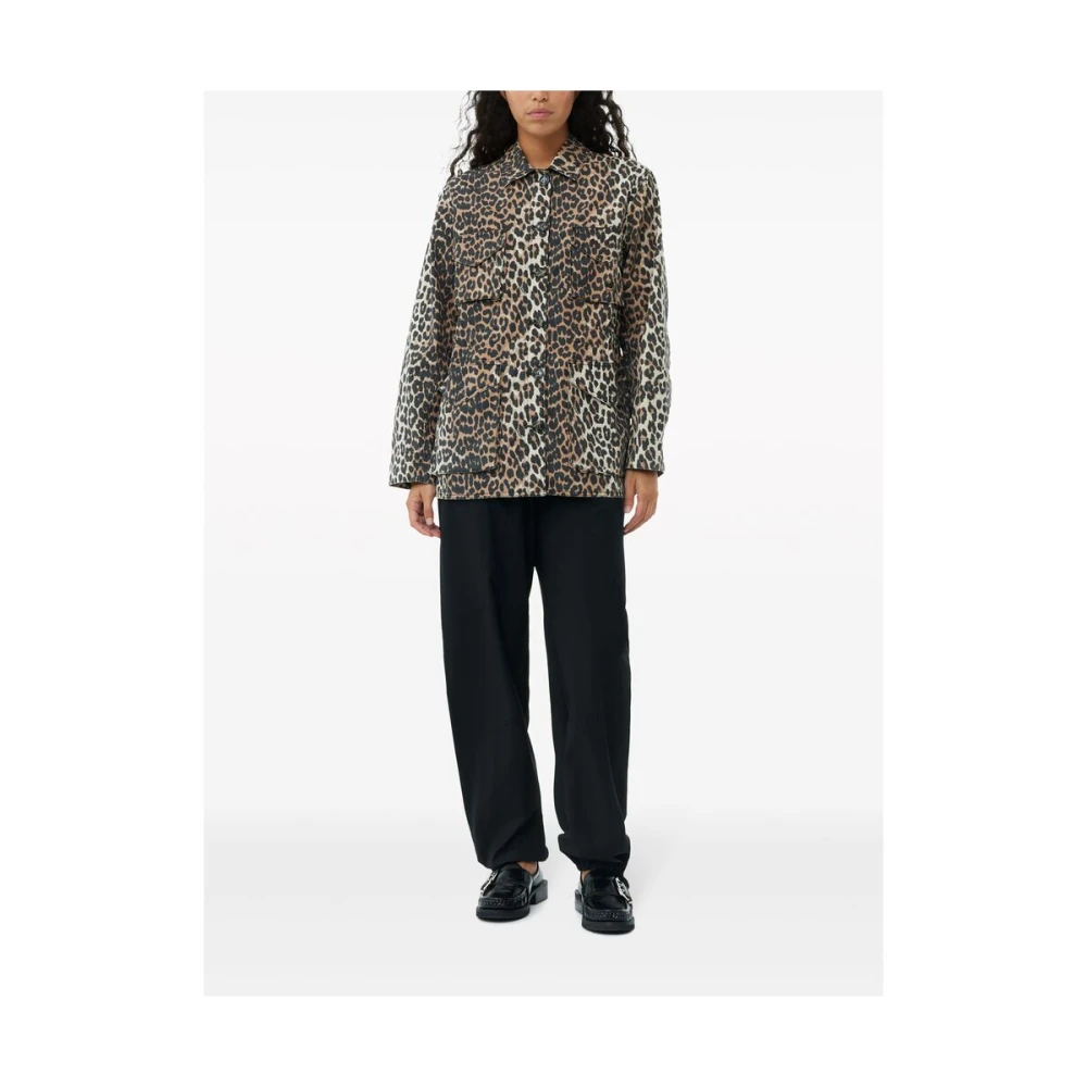 Ganni Luipaardprint Canvas Jas Multicolor Dames