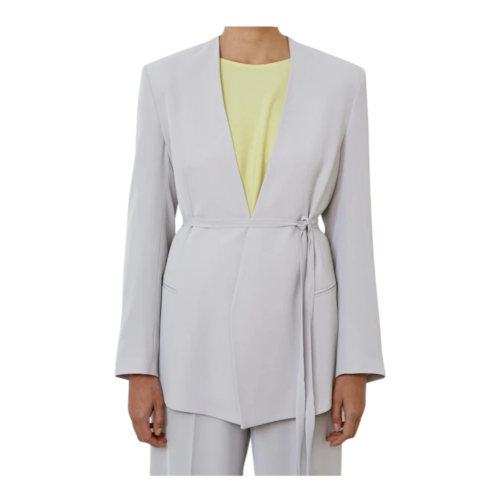 Meimeij Women's Gray Giacca Over Con Cintura