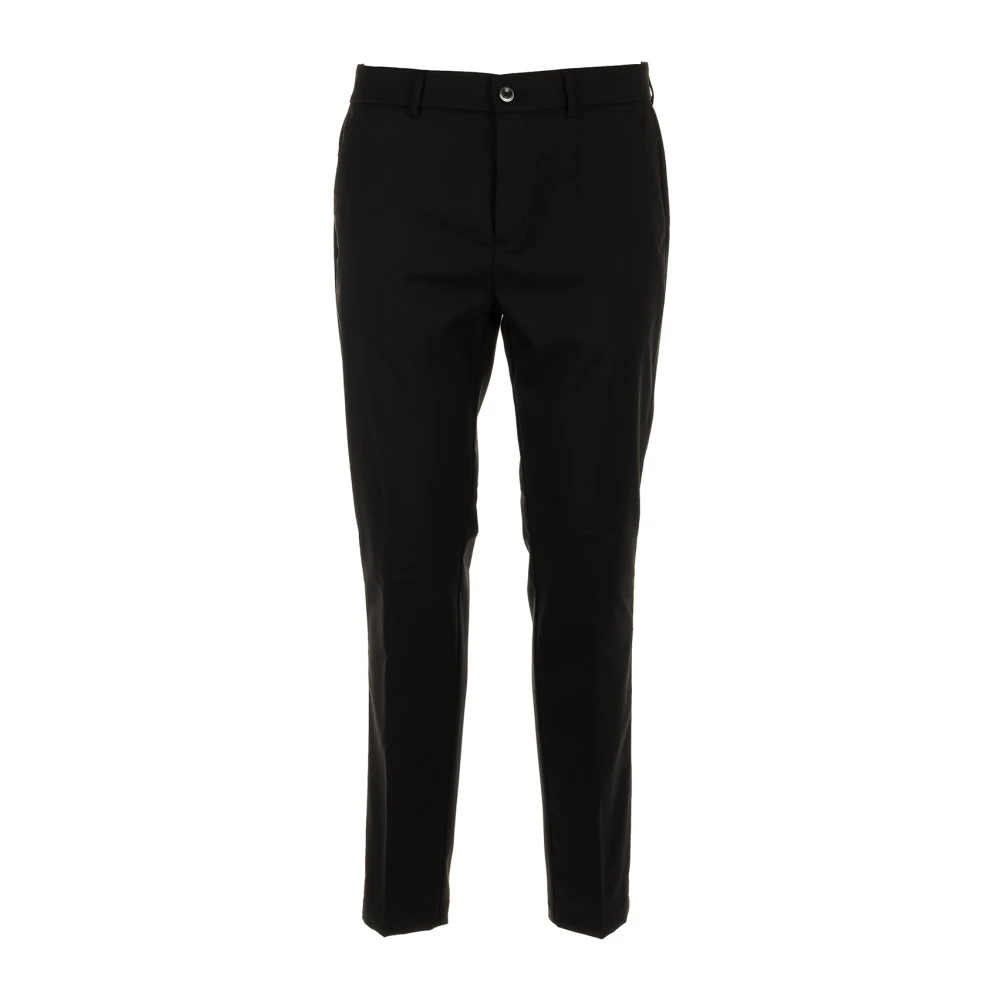 Cruna Slim Fit Zwarte Broek Platte Voorkant Black Heren