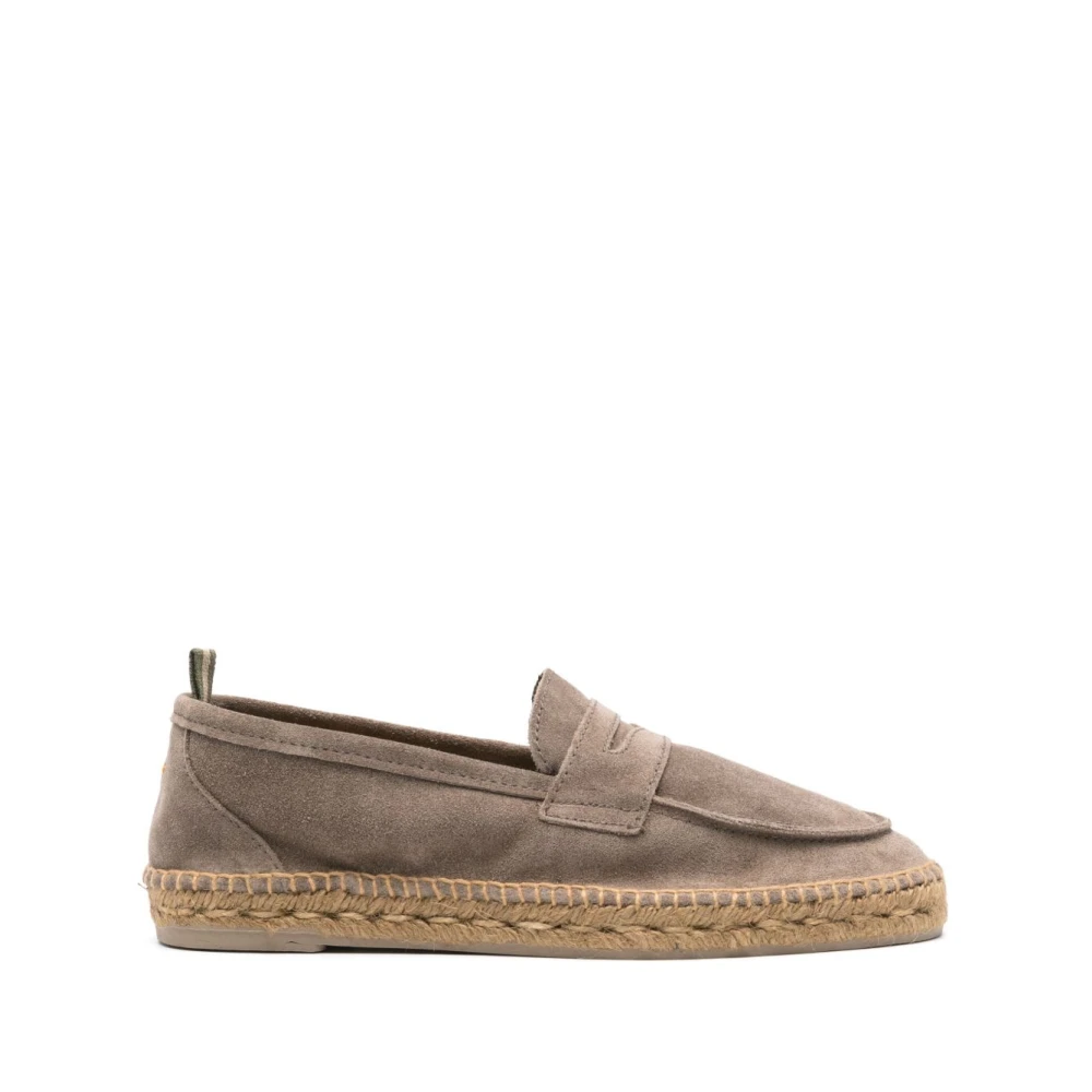Castañer Men's Grey Flat Loafers With Braided Sole