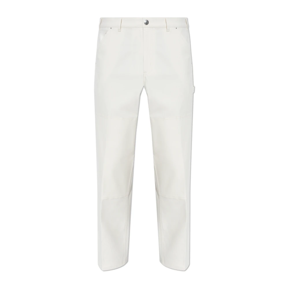 Moncler Men's Beige Wide Trousers, L, Trousers With Logo
