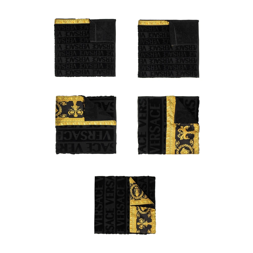 Versace Set med fem handdukar Black, Unisex