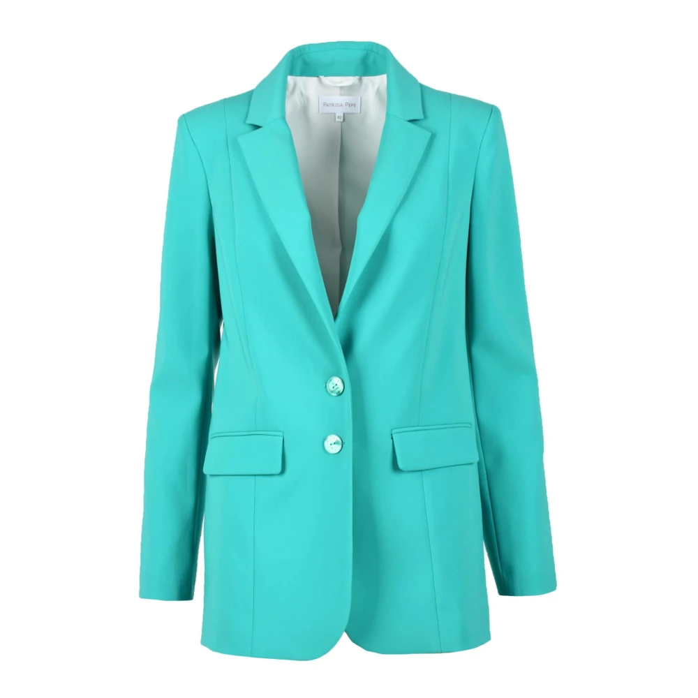 PATRIZIA PEPE Elegante Jas van Polyester Elastaan Green Dames