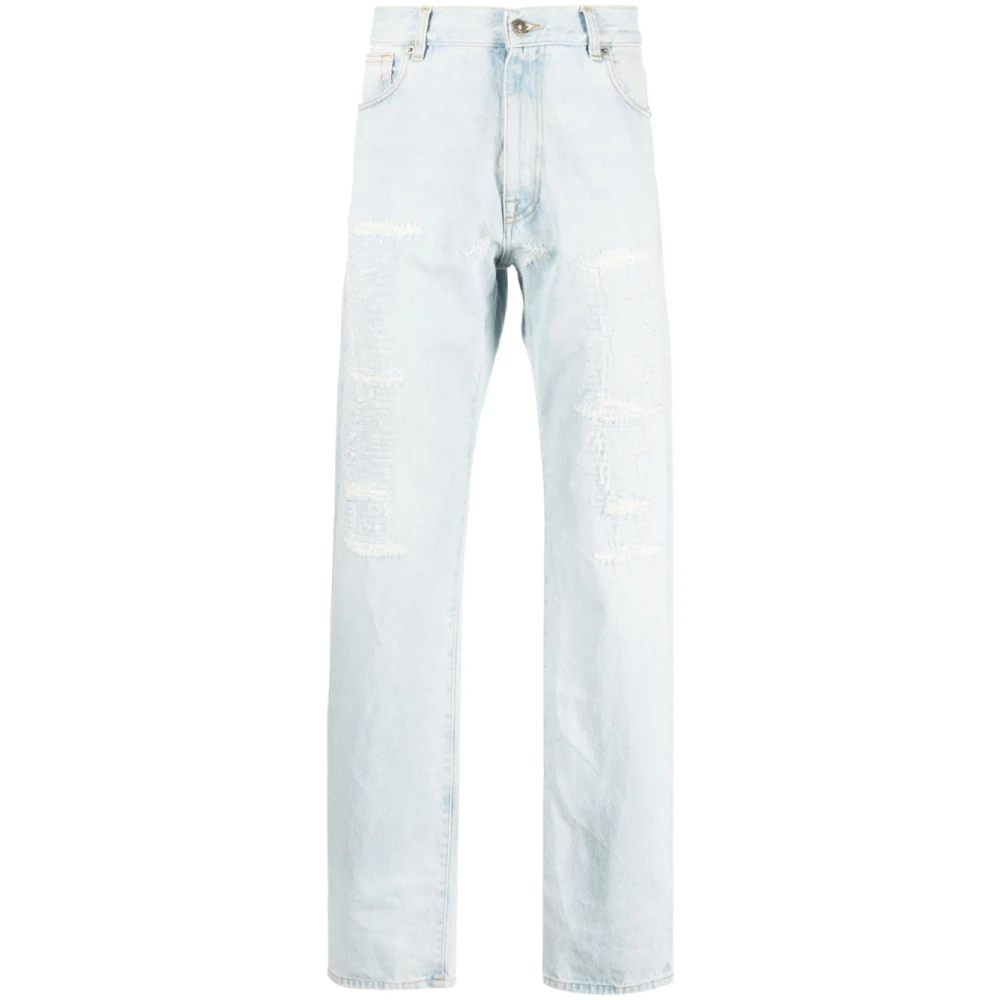424 Heldere Blauwe Distressed Straight-Leg Jeans Blue Heren