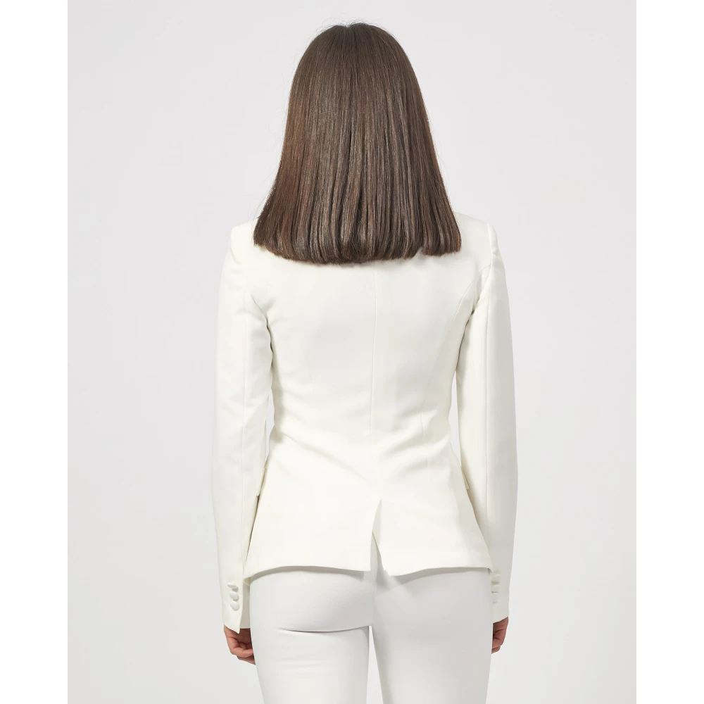 Fracomina Witte Double-Breasted Blazer Jas White Dames