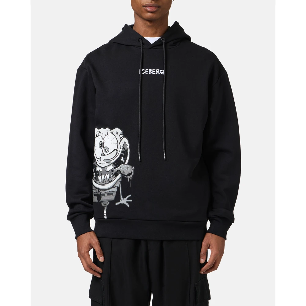 Iceberg Regular fit witte hoodie met SpongeBob-print en logo-borduursel Black Heren