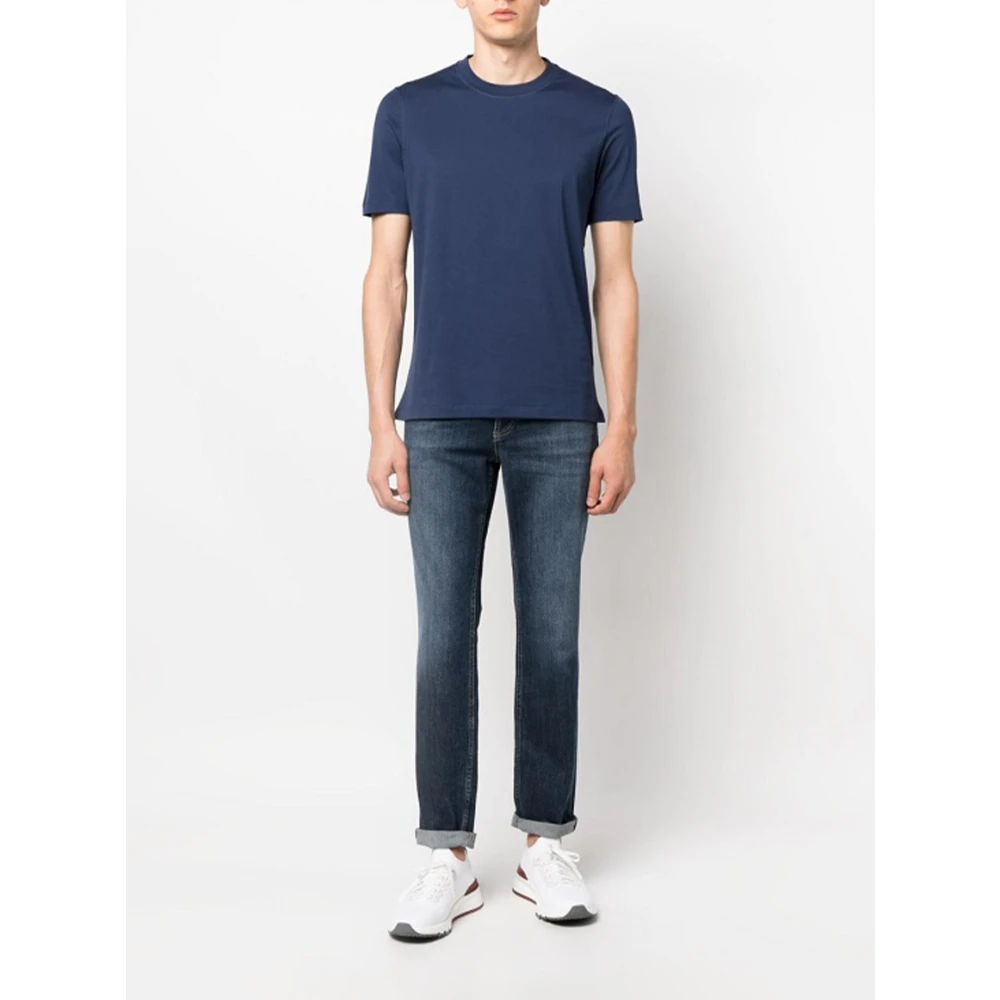 BRUNELLO CUCINELLI Heren Katoenen T-shirt Slim Fit Blue Heren