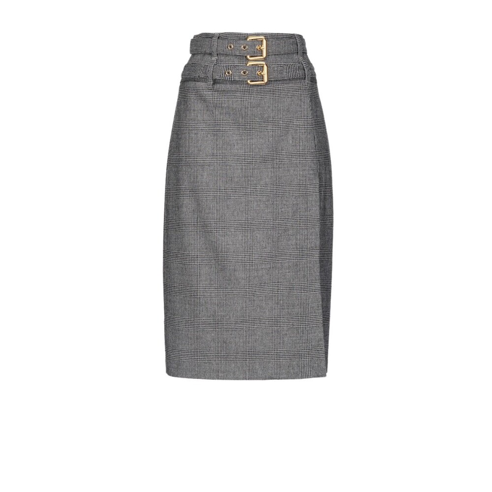 Prince of Wales Check Wool Blend Midi Skirt PINKO Pencil Skirts Miinto