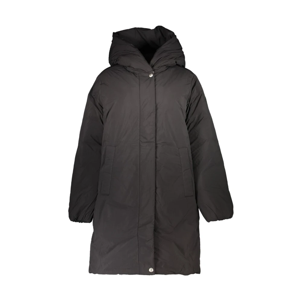 Tommy Hilfiger Zwarte Polyester Jas met Capuchon Black Dames