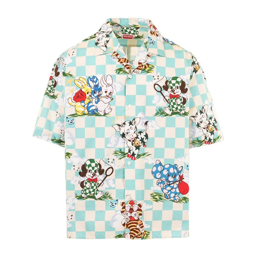 Kenzo Herr Multicolor Skjortor L, Cartoon Hawaiian Kortärmad Skjorta