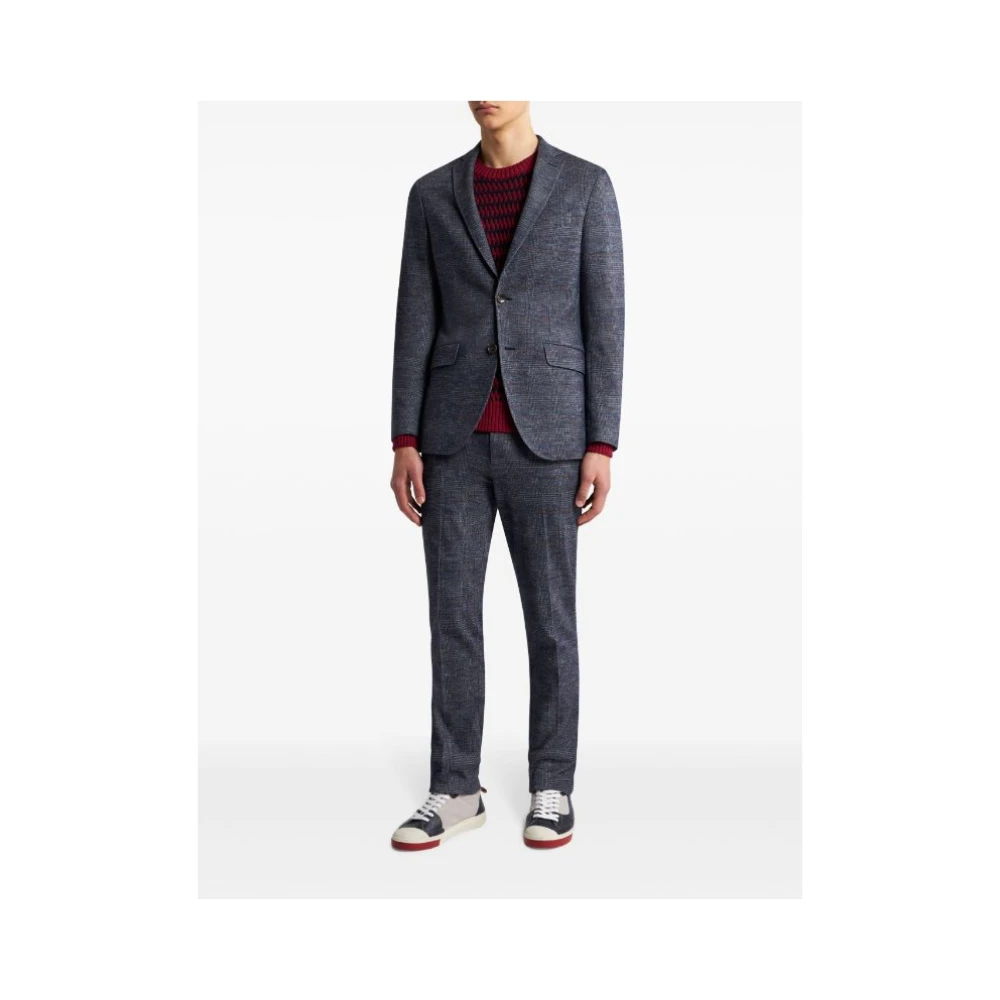 ETRO Geruite Marineblauwe Rome Broek Blue Heren