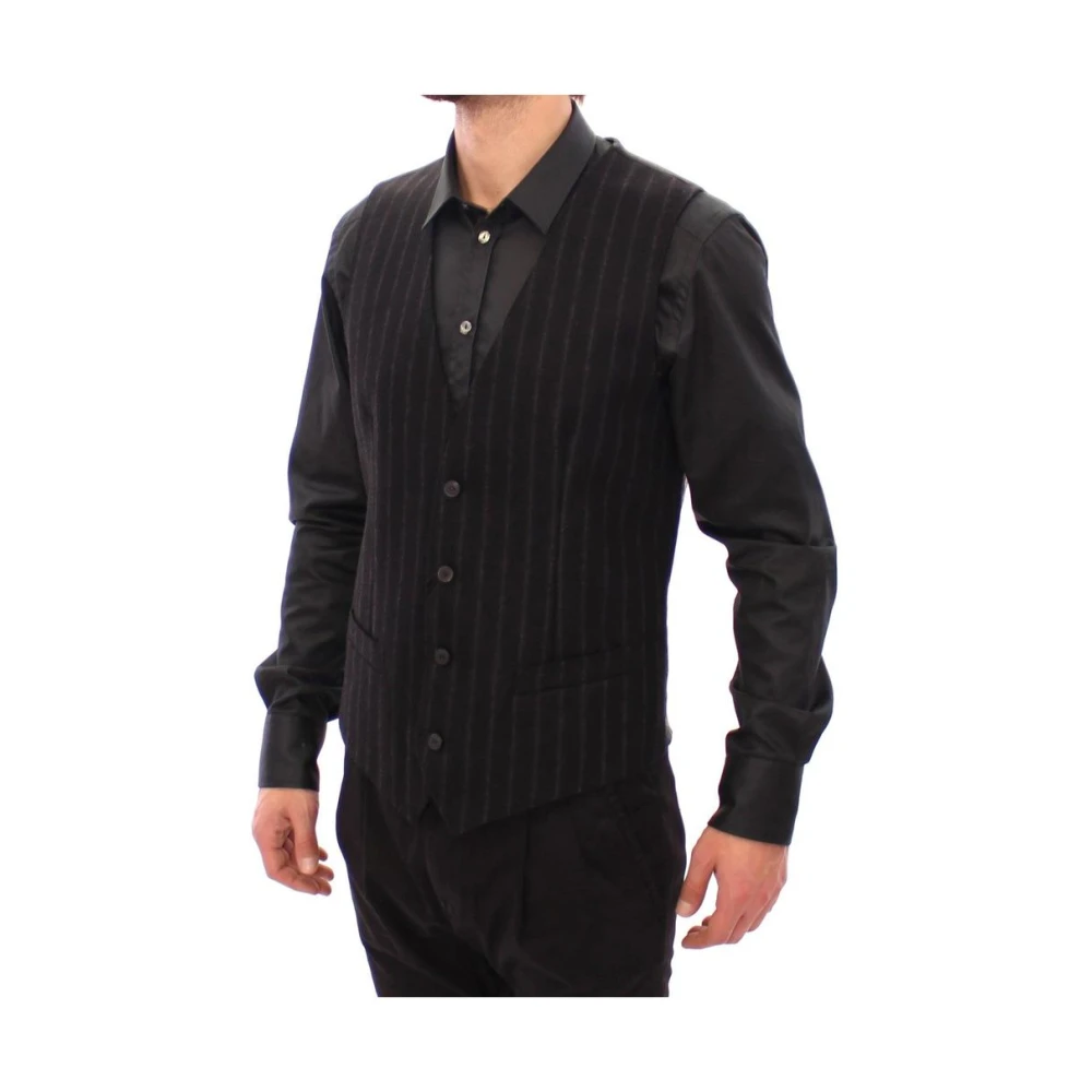 Dolce & Gabbana Zwart Gestreept Jurk Vest Black Heren