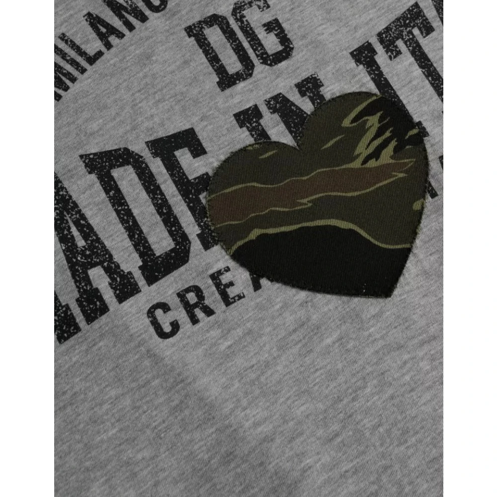 Dolce & Gabbana Grijs Katoenen Grafisch Print T-Shirt Gray Heren