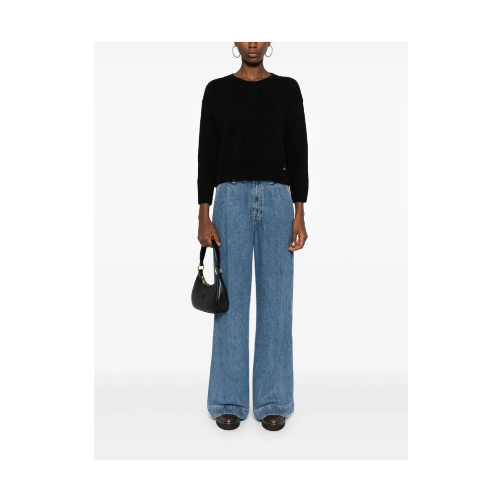 Herno Zwarte Alpaca Wolmix Gebreide Trui Black Dames