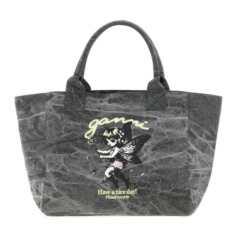 Ganni Women's Black Medium Shopping Bag - Shopping Bags - One Size - Bags