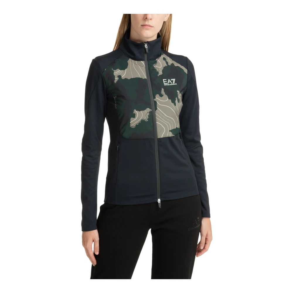 Emporio Armani EA7 Camouflage Zip-Up Sweatshirt met Logo Multicolor Dames