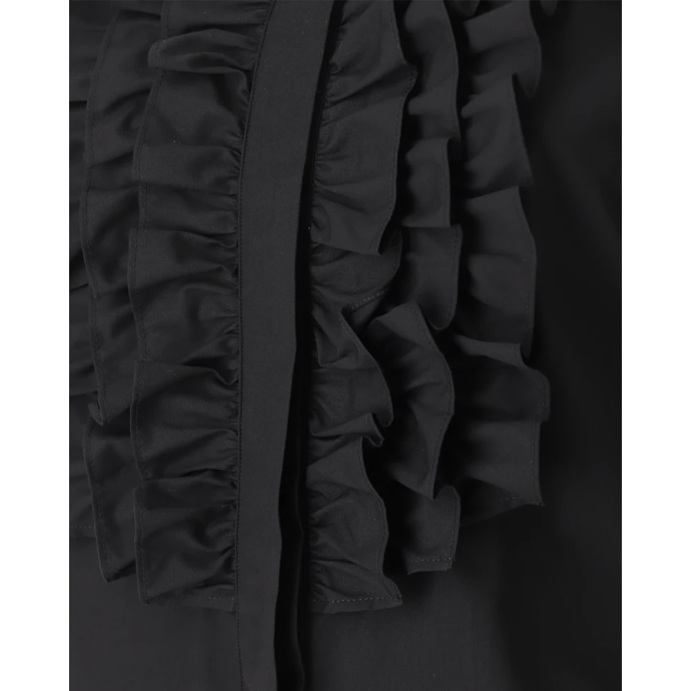Moschino Gerimpeld Shirt in Zwart Katoen Black Dames