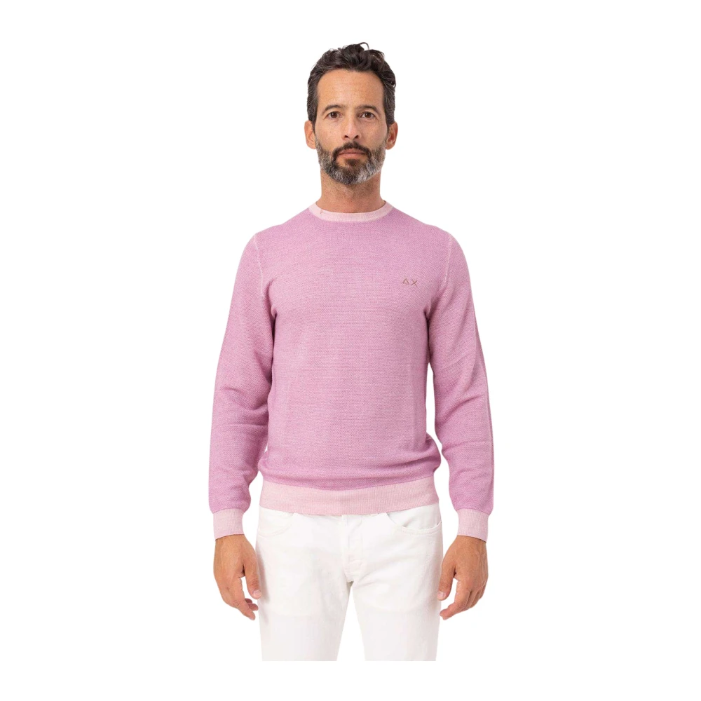Sun68 Vintage Ronde Merinos Trui Pink Heren